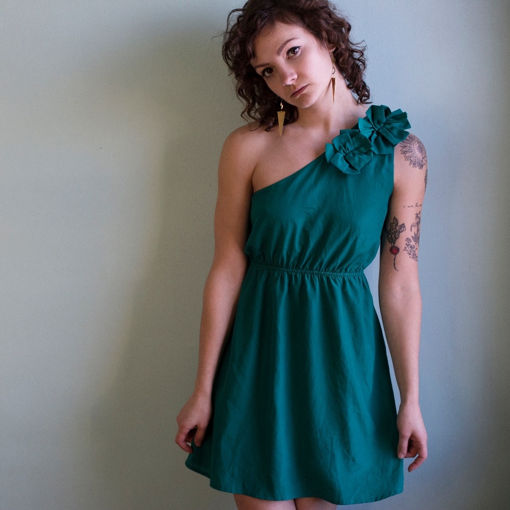 Annabella One Shoulder Teal Cocktail Dress